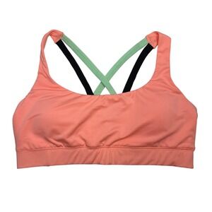 Aperture Active Coral Pink Sports Bra Strappy Back Workout Athletic Size M